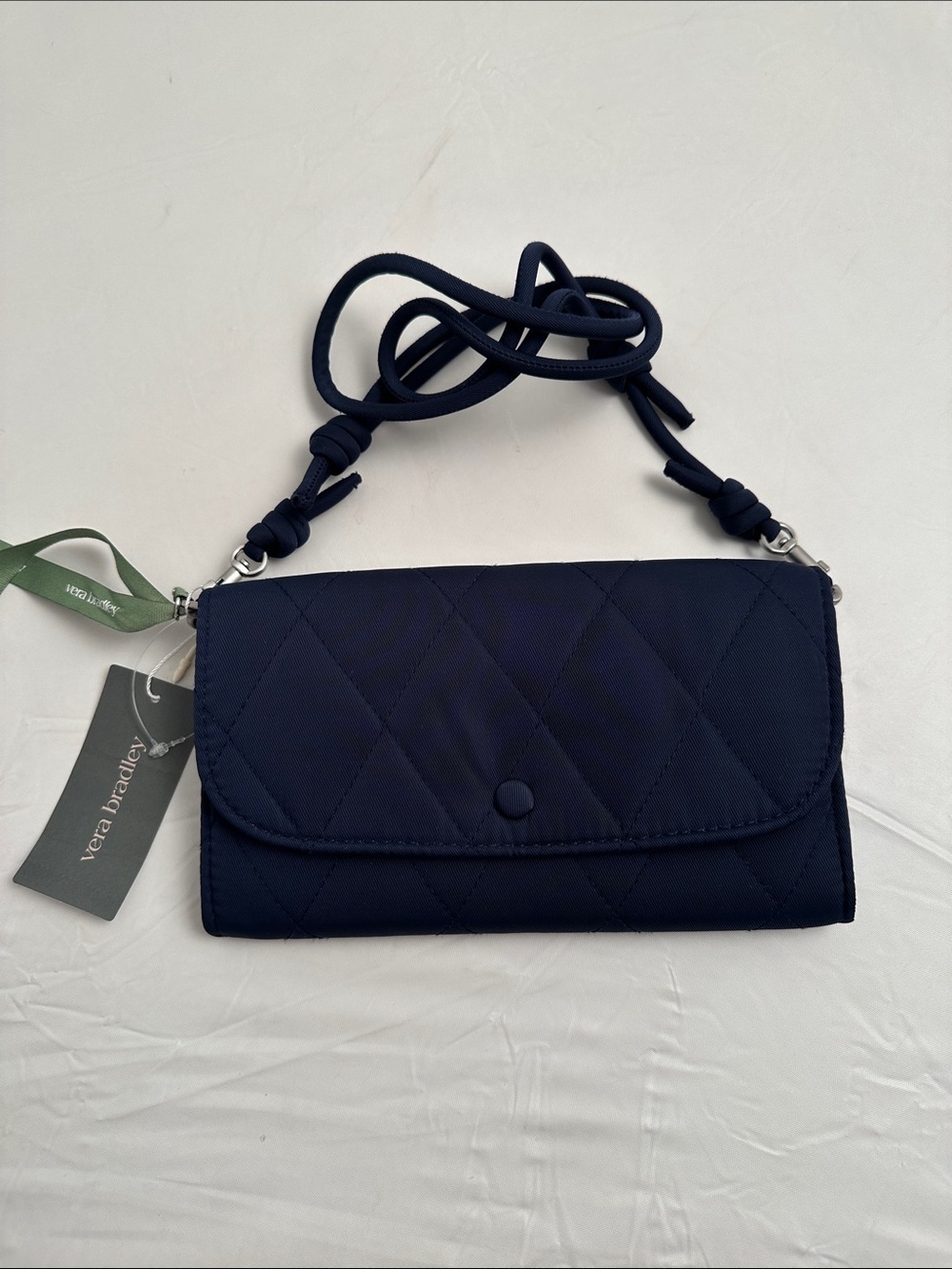 Vera Bradley Wildwood Wallet Crossbody in Peacoat navy blue performance twill